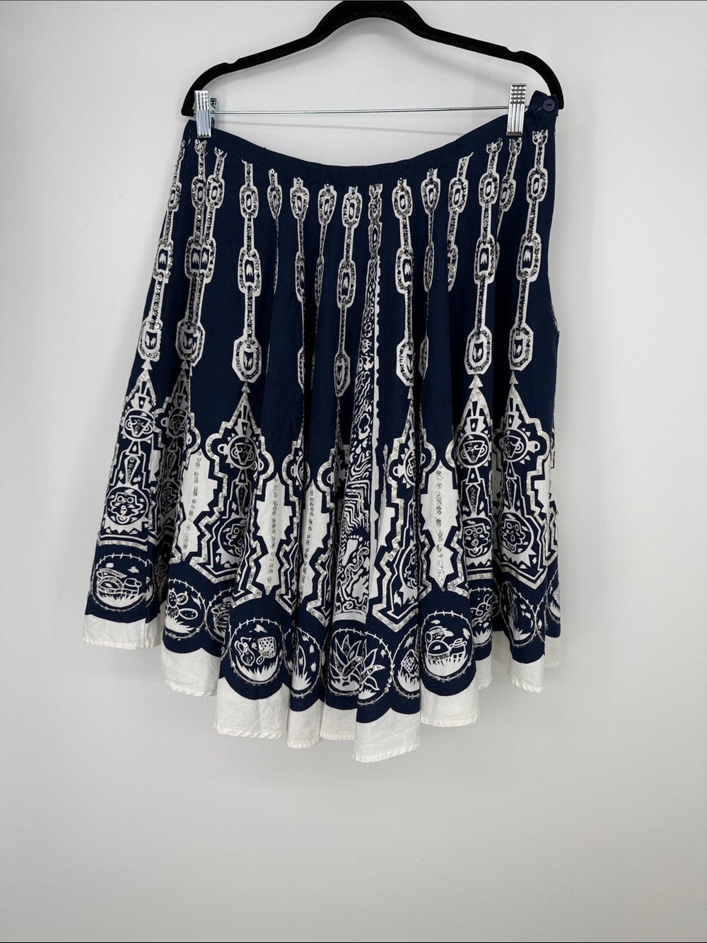 Silkland Boho ambushed Navy and White Patterned Women's Skirt size 14